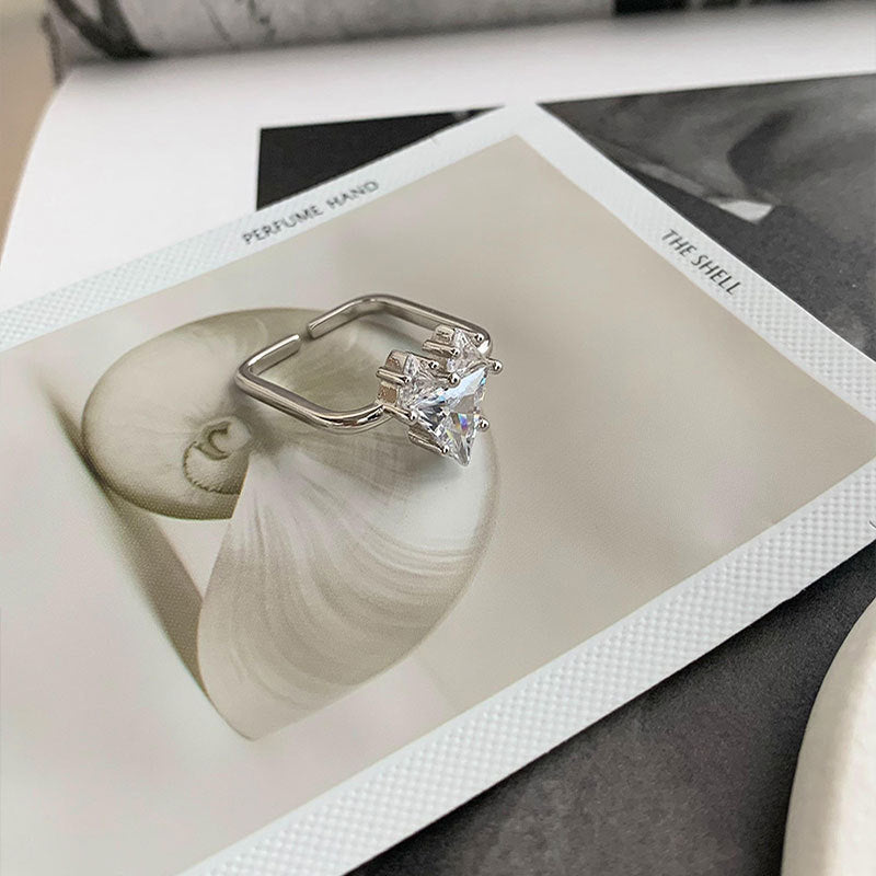 Wholesale Heart Square Silver Ring
